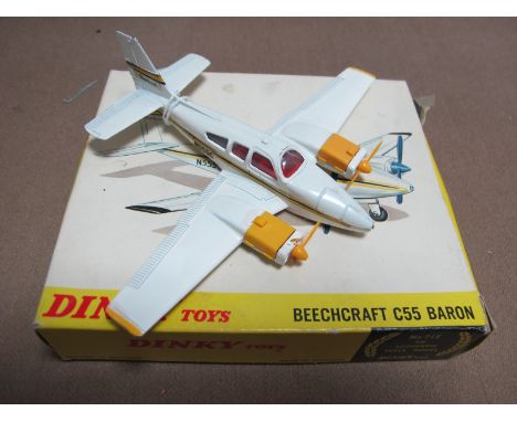 Dinky Toys No 715 - Beechcraft C55 Baron, overall good, good plus except one propeller broken engine covers in tact, boxed, m