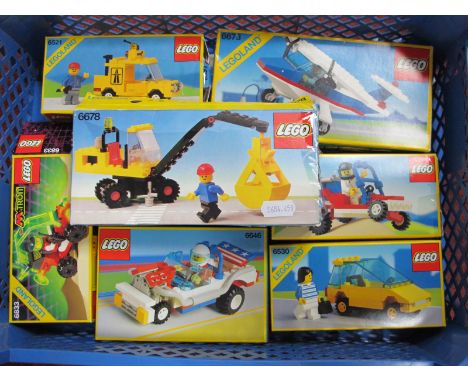 Seven Lego Sets, to include #6833 Legoland Mtron, #6673 Legoland light aircraft, #6530 Legoland sport coupe, all boxed, sello