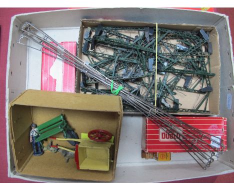 A Quantity of "OO" Scale Tri-ang Catenary, a Hornby Dublo Two Rail Traffic Services tank, boxed, some lead figures, among oth