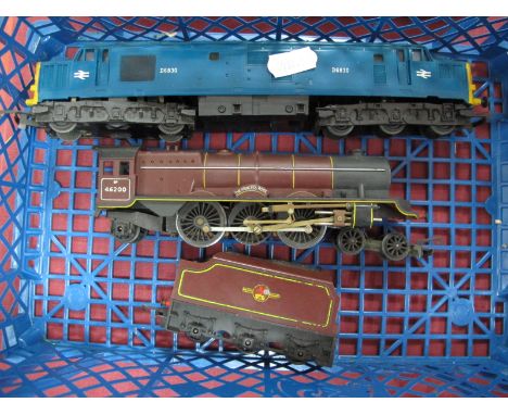 Two "OO" Scale Locomotives, a 4-6-2 'Princess Royal' and tender by Tri-ang and a Deltic by Tri-ang, playworn.