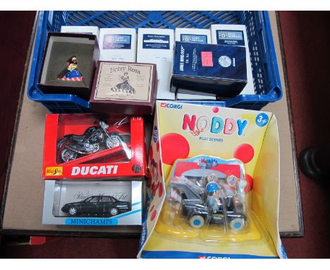 A Mixed Collection of Diecast Model Vehicles, white metal model figures to include Corgi Icon figures Manchester United Peter