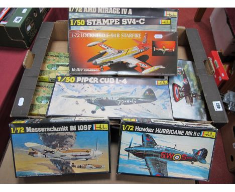 Eight Predominantly 1:72nd Scale Plastic Model Military Aircraft Kits, by Heller including Amd Mirage IVA, Lockhead F94B Star