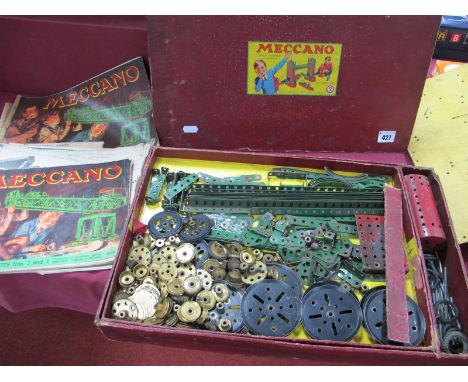 An Immediate Post War Meccano Set No 7, red, green, unchecked, playworn in poor box. 