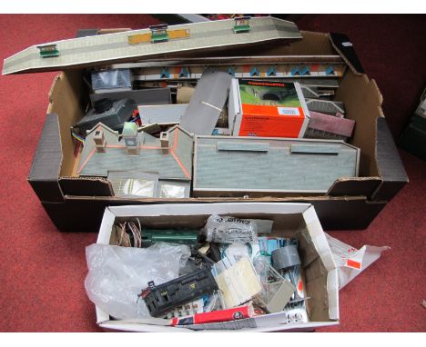 A Quantity of "OO" Scale Cardboard Buildings, an 0-6-0 locomotive and associated items, all playworn.