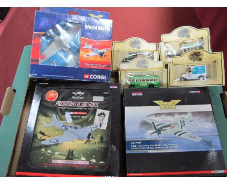 Three 1:72nd Scale Diecast Model Military Aircraft by Corgi, to include #US37108 P-51B-15 Mustang #PR99405 "Ace Pilots" Lt. R