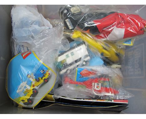 A Collection of Unboxed Lego, sorted and bagged by set, including Legoland #6657 Helicopter, Legoland #6676 Police Van, all u