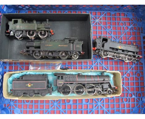 Four "OO" Scale Locomotives, comprising a 4-6-0 by Mainline and three tank engines, including a GWR 0-6-2, all playworn.