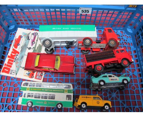 Six 1960's/1970's Dinky Vehicles, including Bedford Coca-Cola lorry with load, AA Mini van, Pontiac Parisienne, all good, goo