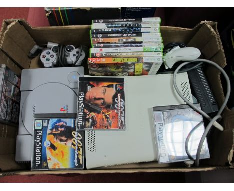 Sony Playstation (Original) Gaming Console, Microsoft XBox 360 Gaming Console, controllers, games to include Gran Turismo, 00