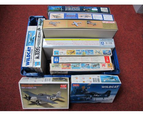 Eleven 1:72nd Scale Plastic Model Military Aircraft Kits, by Hasegawa, Academy Dragon, Hales and other including Focke-Wulf T