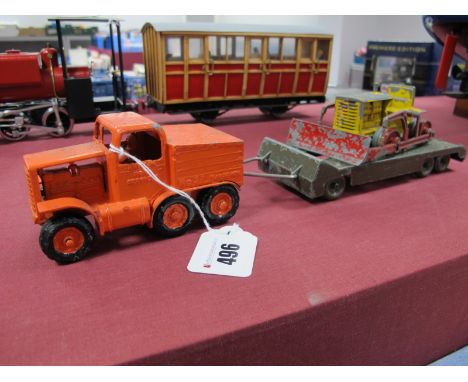 Three Components to Moko Prime Mover Set, tractor unit repainted, trailer top repainted and tow bar replaced and bulldozer pl