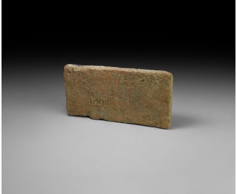 1st century BC-1st century AD. A complete terracotta tile excavated from the wreck of a Roman trade ship, having been made by