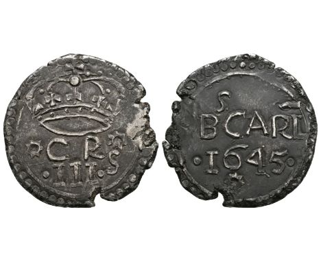 19th century AD (dated 1645"). Round. Obv: crown over [rosette]C R[rosette] / .III. S in two lines. Rev: OBS CARL with S set 