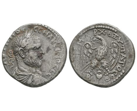 217-218 AD. Beroea mint. Obv: AYT K M OP CE MAKRINOC CE legend with laureate, draped and cuirassed bust right. Rev: DHMARX EX