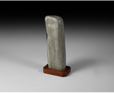 Miocene Period, 20 million years BP. A large polished branch section of fossil tropical hardwood; on a custom-made stand.   1