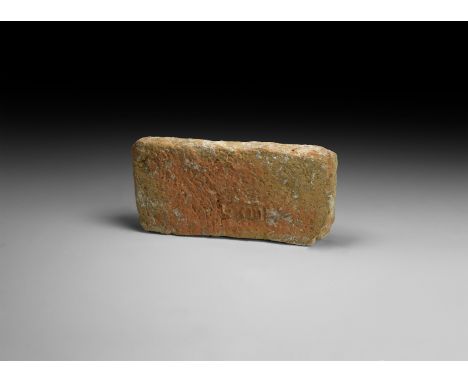 1st century BC-1st century AD. A complete terracotta tile excavated from the wreck of a Roman trade ship, having been made by