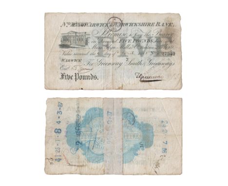 Dated 4 April 1885 AD. Greenway Smith &amp; Greenways, Serial no.27540. Obv: black printed text with ink manuscript date and 