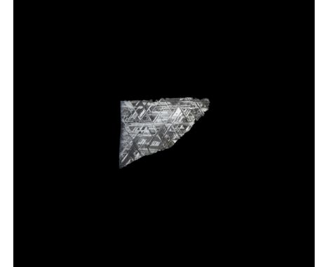 Found 1906 AD. A sawn and polished section of the Muonionalusta meteorite with well-developed Widmanstatten crystallisation p