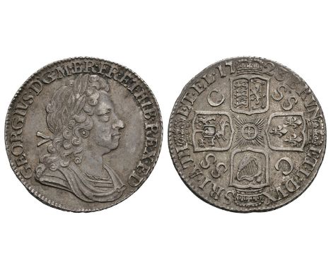 Dated 1713 AD. South Sea Company. Obv: profile bust with GEORGIVS D G M BR FR ET HIB REX F D legend. Rev: cruciform arms and 