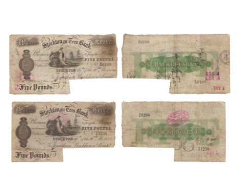 Dated 19 June 1882 and 10 October 1884 AD. Jonathon Backhouse &amp; Compy, serial nos.Z1238 and A/B 0198, cut cancelled lower