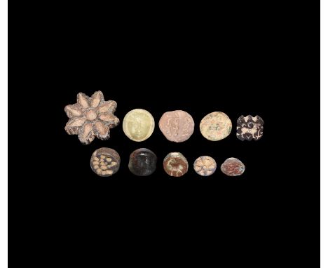 Late 3rd millennium BC-6th century AD. A group of ten stamp seals including three accompanied by typed and signed notes by th