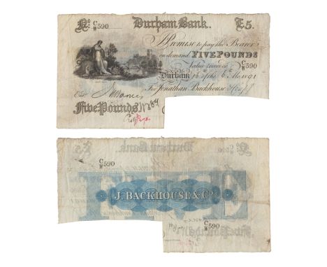 Dated 16 June 1891 AD. Jonathon Backhouse &amp; Compy, serial no.C/W 590, cut cancelled lower left. Obv: black printed text a