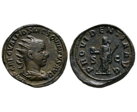 Summer-November 251 AD. Rome mint. Obv: IMP CAE G VAL HOS MES QVINTAS AVG legend with radiate and draped bust right. Rev: PRO