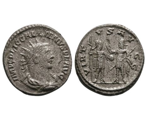 255-256 AD. Uncertain eastern mint. Obv: IMP C P LIC GALLIENVS P F AVG legend with radiate and draped bust right. Rev: VIRTVS