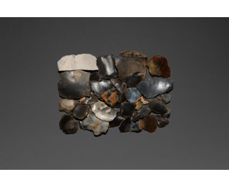 Neolithic, 4th-3rd millennium BC. A group of thirty flint tools comprising scrapers, borers and blades.   255 grams total, 17