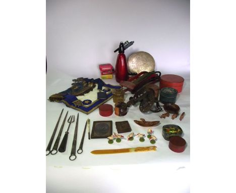 A miscellaneous collection to include a quantity of decorative timber boxes, a large lacquered lidded box of cylindrical form