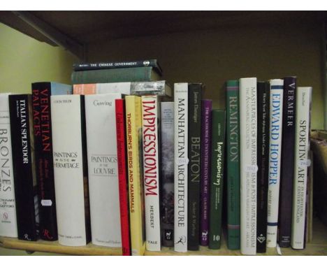 Books relating to art and sculpture including Bronzes of the 19th Century by Kjellberg, Paintings in the Hermitage by Eisler,