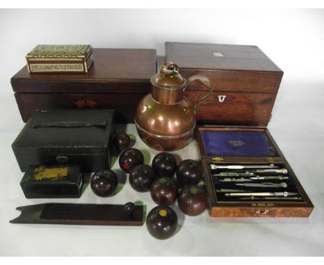 A good quality 19th century rosewood veneered jewellery box with multidivisional interior, vacant mother of pearl cartouche t