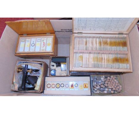 Vintage scientific/medical interest to include approximately twelve timber and other cases containing a large quantity of mic