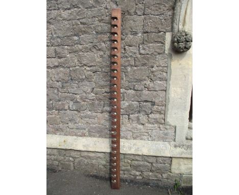 A vintage timber framed paper rack, 188 cm long approx, possibly from dark room/photographical use