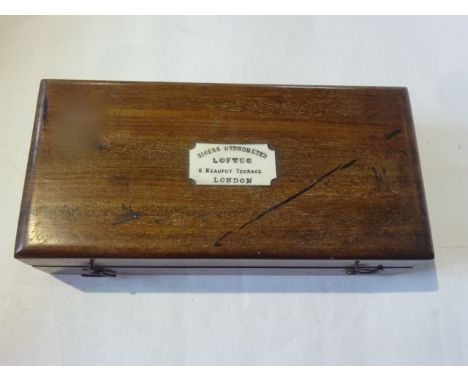 A boxed antique Sikes hydrometer marked Loftus, 6 Beaufoy Terrace, London (seemingly complete)