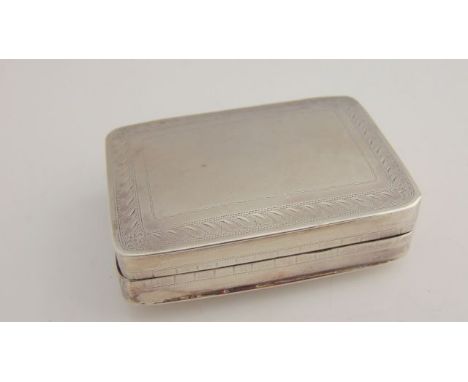 A Scottish Provincial silver snuff box, possibly John Leslie Aberdeen, the rounded rectangular body with bright-cut decoratio