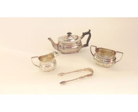 An Edwardian three-piece tea set,  William Hutton & Sons Ltd, London, 1910, comprising: a teapot, a milk jug and a sugar bowl