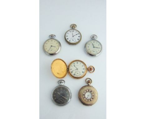 A sterling silver half-hunter pocket watch, Birmingham, 1900, the white enamelled dial with black Roman numerals, subsidiary 