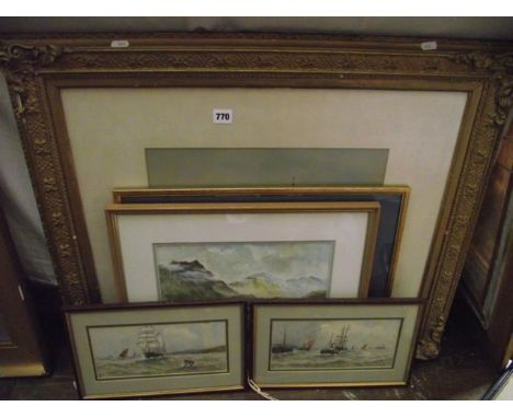 A pair of early 20th century watercolour studies of marine scenes with three masted sailing boat, tug boat, fishing boats, et