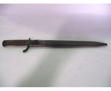 A German 1898/05 Butcher's Blade bayonet marked 15, the blade marked Simon & Co Suhl, complete with scabbard