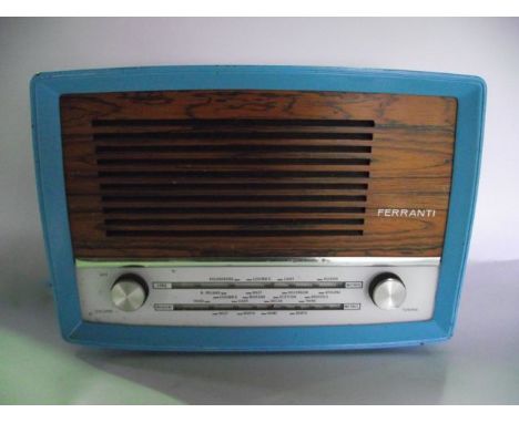 A vintage Ferranti wireless radio set within a timber case (with later painted finish), marked to reverse Model No 5700, Seri