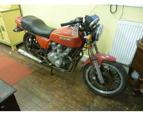 Suzuki GS550E motobike, 54,900 miles EBX 66W, first registered 17/9/80, chassis GS550E - 107817, engine GS550 - 194614. With 