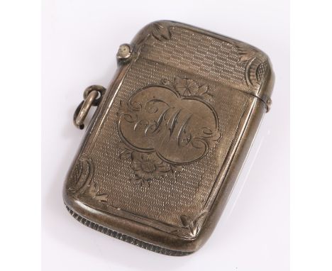 Silver vesta case, with an engine turned case, 5.7cm high