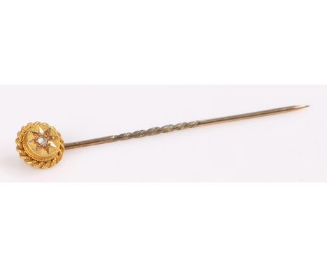 15 carat gold diamond set stick pin