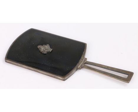 Silver and enamel vanity mirror, of small proportions