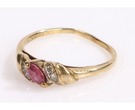 9 carat gold ruby set ring, ring size K