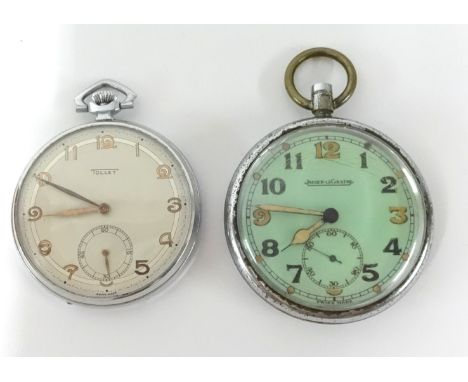 Jaeger Le Coultre, military pocket watch with green dial, the back plate marked with an arrow 'G.S.T.P.F003344' together with