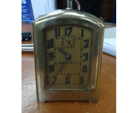 Bayard-Bayard, brass cased mantle clock together with a trench art? Lighter.