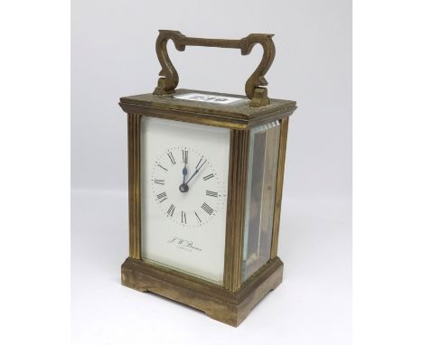 J.W. Benson, London, a brass cased carriage clock.