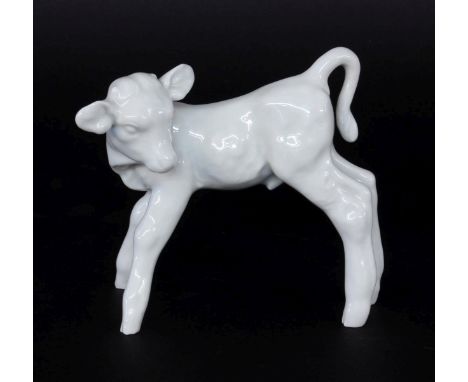 KALBMeissen, 20.Jh. Weiss glasierte Porzellanfigur. Modell-Nr.: A 1254, Entwurf Willi Münch-Khe, 1934. Pressmarken und blaue 